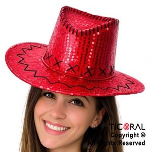SOMBRERO COWBOY LENTEJUELA FUCSIA